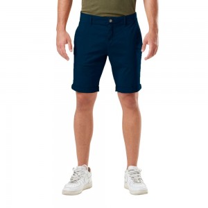 Von Dutch Barry Cotton Chino Twill Bermuda Men Shorts Dark Blue | US-DJBPQF201