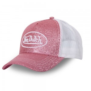 Von Dutch Baseball Snapback Closure With Sequins Cap Rose / White | US-WOKICU503