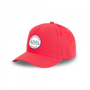 Von Dutch Baseball With Colors Embroidered Round Patch Cap Red | US-QRWFVB278