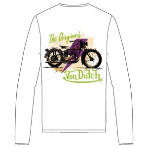 Von Dutch Biker Ls Men T-Shirt White / Multicolor | US-ZMLQDB637