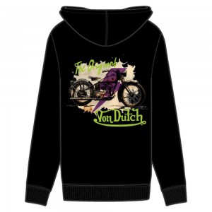 Von Dutch Biker Men Hoodie Black / Multicolor | US-BSXFRG210