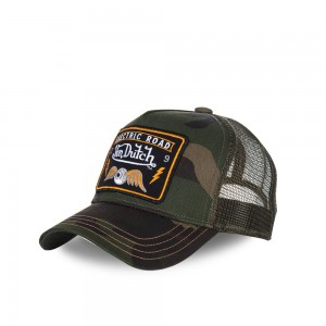 Von Dutch Camouflage Flying Eye Square Cap Green Camo | US-GVHXRN598