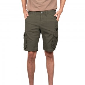 Von Dutch Cargo Canvas Cotton Bermuda Men Shorts Khaki | US-KPCUTF208