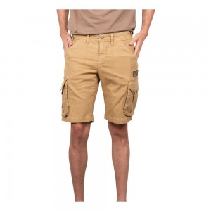 Von Dutch Cargo Canvas Cotton Bermuda Men Shorts Brown | US-QNXDGA147