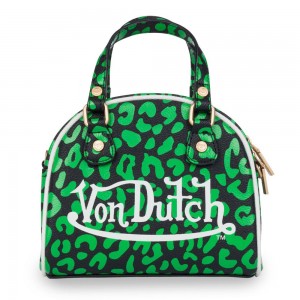 Von Dutch Cheetah Small Women Bowling Bag Green | US-AFYTJU426