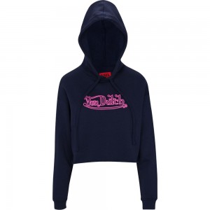 Von Dutch Crop Men Hoodie Navy / Rose | US-JZTNOQ947