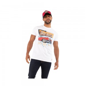 Von Dutch Dinn Regular-Fit Round-Neck Cotton Men T-Shirt White | US-ESQPWA146