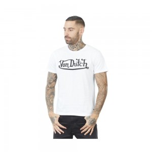 Von Dutch First Round Neck Men T-Shirt White / Black | US-PFTMRC854