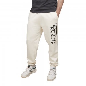 Von Dutch Fleece Park Men Joggers Beige / Black | US-KMYXRD651