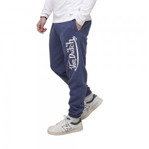 Von Dutch Fleece Park Men Joggers Blue / White | US-OXZHJI145