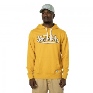 Von Dutch Heathered With Embroidery On The Front In Baz Cotton Men Hoodie Yellow / White | US-JCGHAF928