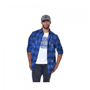 Von Dutch Jack Plaid Men Shirts Blue | US-BAMRXQ618