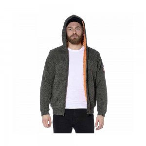 Von Dutch Joss Lined Knitted Zipped Men Hoodie Green | US-GFEVLN486