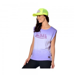 Von Dutch June Round Neck Women T-Shirt Purple | US-FJAYLK023