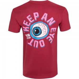 Von Dutch Keep An Eye Out Men T-Shirt Red | US-NLSYQU941