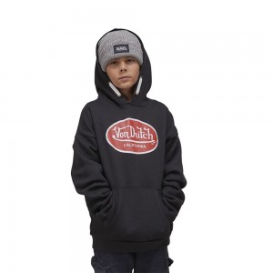 Von Dutch Kool Relax Fit Kids' Hoodie Black / Red / White | US-YRBSUM364