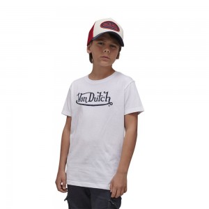 Von Dutch Krys Short Sleeved Round Neck Kids' T-Shirt White / Blue | US-ICSTKD578