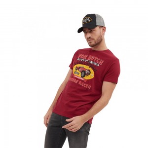 Von Dutch Leader Round Neck Cotton Men T-Shirt Red | US-LTHKGY503