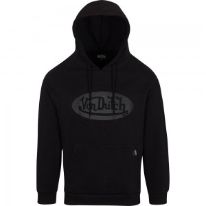 Von Dutch Logo Men Hoodie Black | US-JQNIMR263