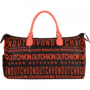 Von Dutch Monogram Women Duffle Bag Black / Orange | US-RIKLCA310