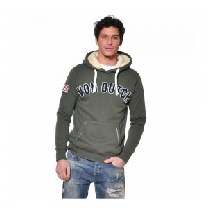 Von Dutch Must Sherpa Lined Men Hoodie Khaki | US-FRSHCP487