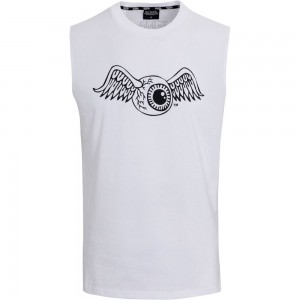 Von Dutch Originals Flying Eyeball Sleeveless Men T-Shirt White | US-SKGPXO968