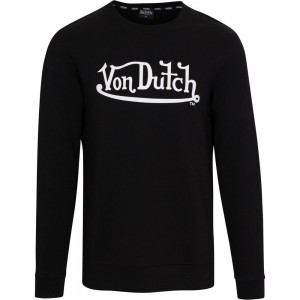 Von Dutch Originals Logo Crew Neck Men Sweater Black | US-STKGLZ793