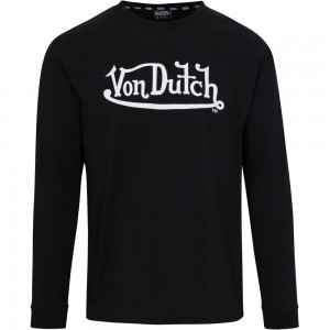 Von Dutch Originals Logo Ls Men T-Shirt Black | US-ZWXCRK054