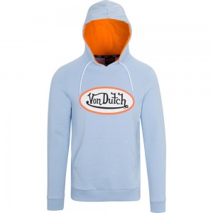 Von Dutch Originals Logo Patch Men Hoodie Light Blue | US-ISCOWH627