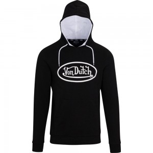 Von Dutch Originals Logo Patch Men Hoodie Black | US-YRQVUX452