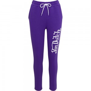 Von Dutch Originals Logo Women Joggers Purple | US-WYGOFQ923