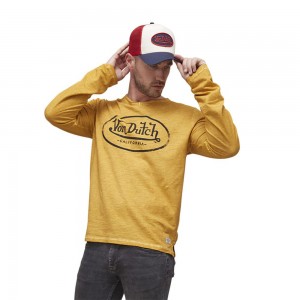 Von Dutch Rony Long-Sleeve Cotton Men T-Shirt Yellow / Black | US-ILEBCW397