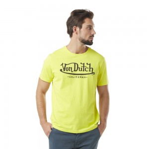 Von Dutch Round Neck With Logo In Cotton First Men T-Shirt Green / Black | US-EVLKXB132