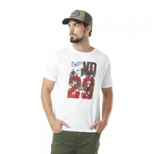 Von Dutch Round Neck With Pict Cotton Print Men T-Shirt White | US-TUCHWA790