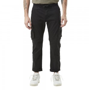 Von Dutch Side Pockets With Embroidered Badge In Ico Cotton Men Cargo Pants Black | US-KORFGY193