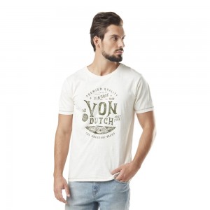 Von Dutch Slub Round Neck With Print In Cotton Perst Men T-Shirt White / Black | US-DXAVWM207