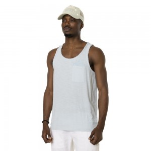 Von Dutch Slub With Pocket And Print In Chill Cotton Men Tank Top Light Blue | US-AQXEIG046