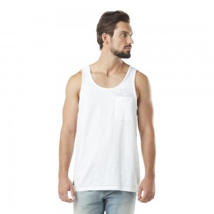 Von Dutch Slub With Pocket And Print In Chill Cotton Men Tank Top White | US-LYBSTV027