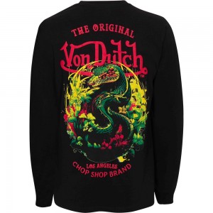 Von Dutch Snake Ls Men T-Shirt Black / Multicolor | US-PDIXYZ196