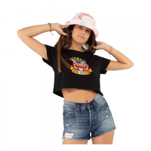 Von Dutch Tika Tie And Dye Cotton Women Crop Top Black / Blue / Rose | US-DUTCNQ740