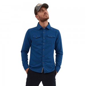 Von Dutch Time Canvas Men Shirts Blue | US-BSKJAD382