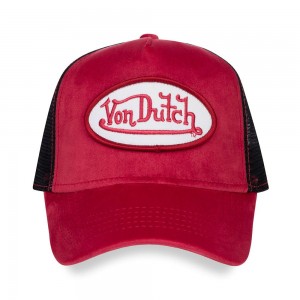 Von Dutch Trucker Astro Dust Velvet Cap Dark Red | US-OLUHYF954