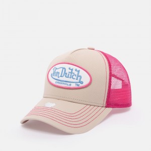 Von Dutch Trucker Boston Cap Beige / Pink | US-MWCUAF503