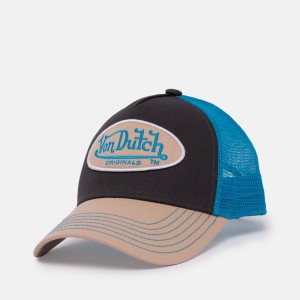 Von Dutch Trucker Boston Cap Blue / Beige | US-QEWOXT459