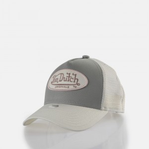 Von Dutch Trucker Boston Cap Grey / Cream | US-MYDBJZ041