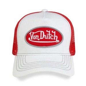 Von Dutch Trucker Cap White / Red | US-WXKTVC472