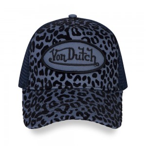 Von Dutch Trucker Cheetah Velvet Cap Navy / Black | US-PMBXZA019