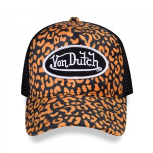 Von Dutch Trucker Cheetah Velvet Cap Orange / Black | US-HMIEKG675