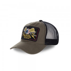 Von Dutch Trucker Flying Eye Cap Dark Olive / Black / Yellow | US-GFSZCQ920