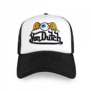 Von Dutch Trucker Flying Eyeball Wordmark Cap Black / White | US-BXFJHP105